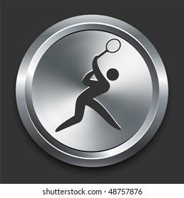 Tennis Icon on Metal Internet Button Original Vector Illustration