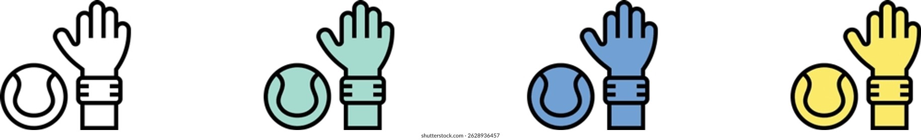 tennis icon. Outline, Green, Blue and Yellow Style Design Isolated On White Background
