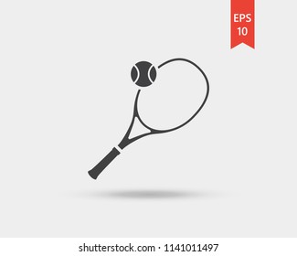 Tennis icon, Tennis rocket and ball vector web icon isolated on white background, EPS 10, top view