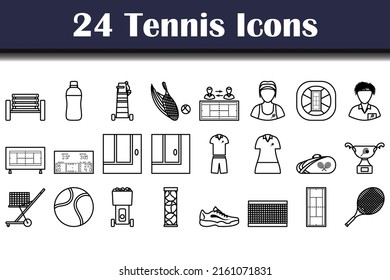 Tennis Icon Set. Bold outline design with editable stroke width. Vector Illustration.