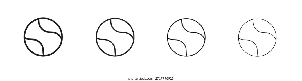 Tennis-Symbolsatz. Eine Sammlung von einfachen schwarzen dünnen Strichen Symbole