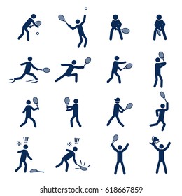 Tennis icon set. Male tennis icons. Vector.