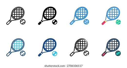 Conjunto de iconos de tenis colección de estilo múltiple 
