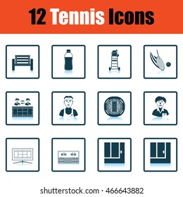 Tennis icon set. Shadow reflection design. Vector illustration.