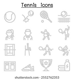 Tennissymbol im dünnen Linienstil