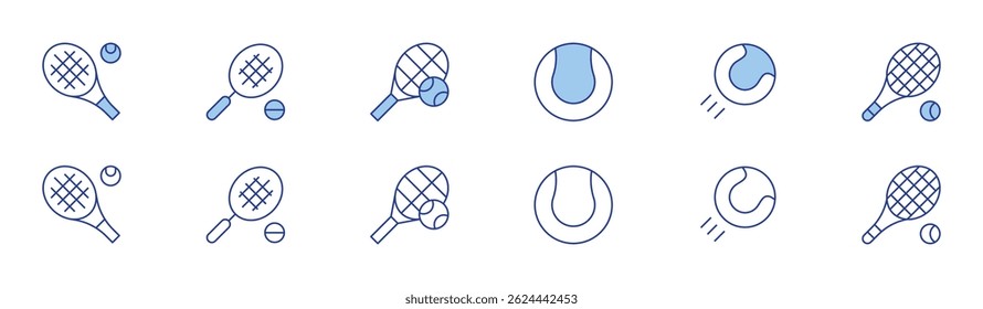 Tennis icon set in two styles, Duotone and Thin Line style. Editable stroke. tennis