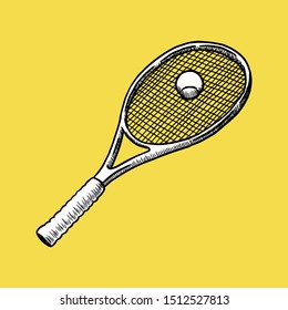 Tennis Icon. Sport Concept, Sketch and Vintage Style. - Vector