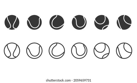 ฺSet Tennis icon symbol vector, Line drawing of a volleyball ball , Modern design, isolated on white background, illustration Vector EPS 10, can use for  Tennis Championship Logo