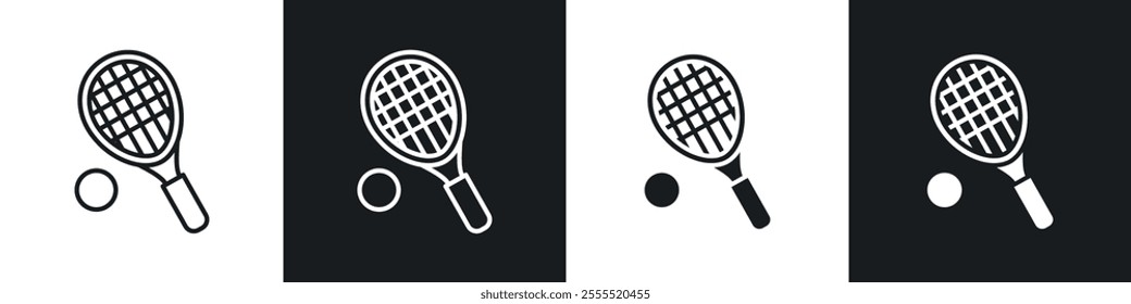 Tennis icon vector collection in black and white.
