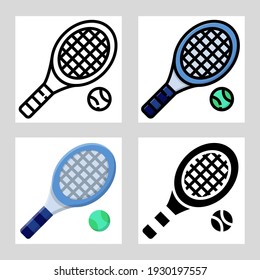 tennis icon vector design in filled, thin line, outline and flat style.