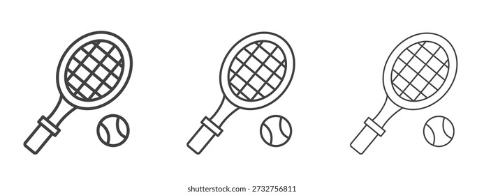 Tennis-Symbol, Vektorgrafik. Schwarze, dünne Linien