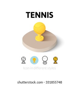 Tennis icon, vector symbol in flat, outline and isometric style