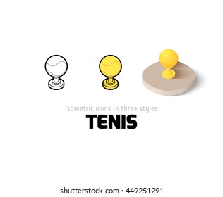 Tennis icon, vector symbol in flat, outline and isometric style