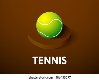 Tennis icon, vector symbol in flat isometric style isolated on color background