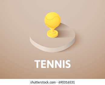 Tennis icon, vector symbol in flat isometric style isolated on color background