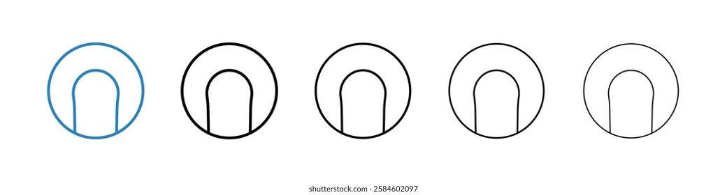 Tennis icons in five different stroke sizes