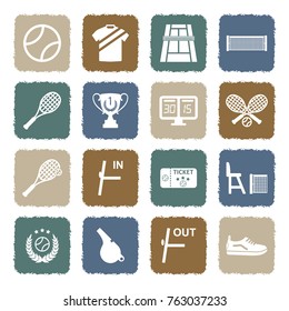 Tennis Icons. Grunge Color Flat Design. Vector Illustration. 