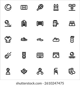 Tennis Icons with line style, perfect for user interface projects