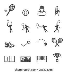 tennis icons, mono vector symbols