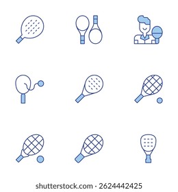 Tennis icons set. Line Duotone style, editable stroke. paddletennisracket, racket, tennis, pingpong, paddle, padel