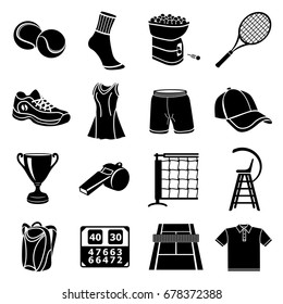 Tennis icons set. Simple illustration of 16 tennis icons set vector icons for web