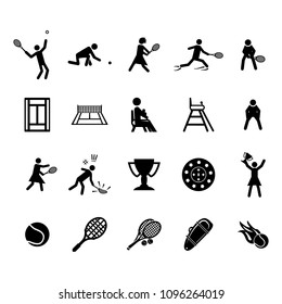 Tennis icons set. Vector.