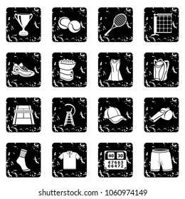 Tennis icons set vector grunge isolated on white background 