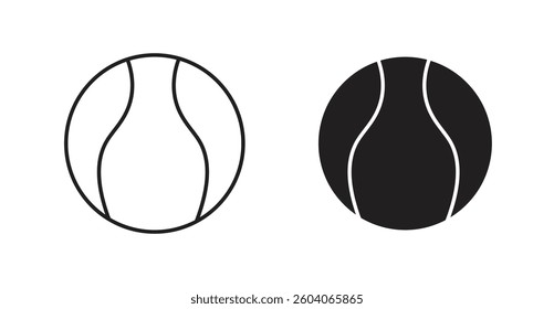 Tennis icons in solid black and outlined style