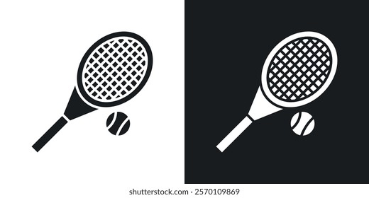 Tennis icons in solid black and white colors