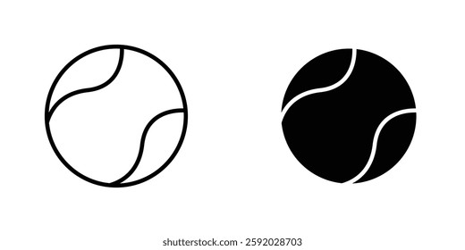 Tennis icons. stroke line and black solid icons