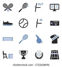 Tennis Icons. Two Tone Flat Design. Vector Illustration.