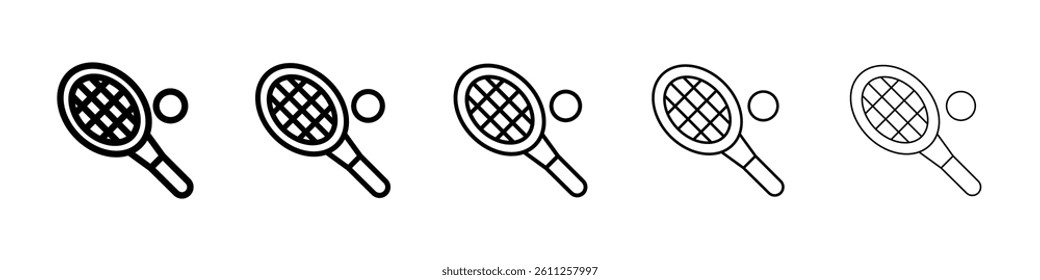Tennis icons vector set in different stroke line style