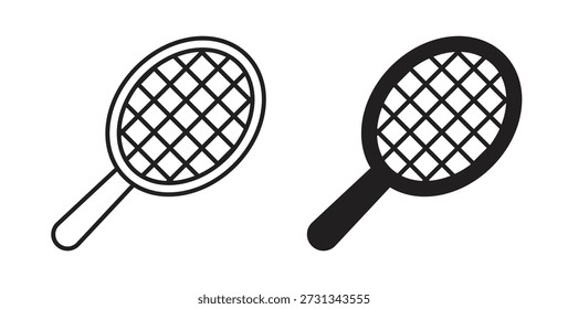 Tennis icons vector symbol with editable stroke and flat versions