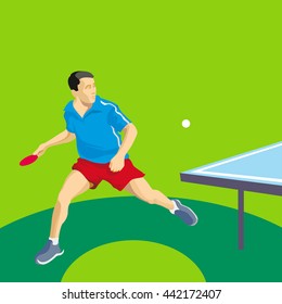 Tennis Illustration Vector,  Athlete flat image of 2016 Summer Games Rio Olympics 