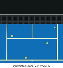 Tennis indoor court and tennis balls on hard court Vector illustration	
