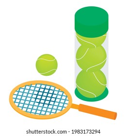 Tennis inventory icon. Isometric illustration of tennis inventory vector icon for web