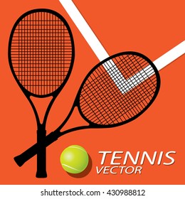 Tennis items vector illustration, racket and ball