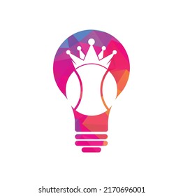Tennis king bulb shape concept vector logo design. Tennis ball and crown icon design template.	