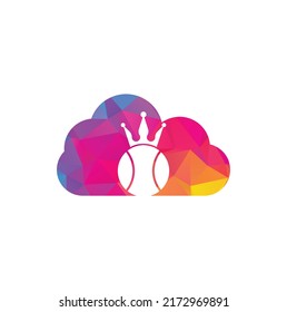 Tennis king cloud shape concept vector logo design. Tennis ball and crown icon design template.	
