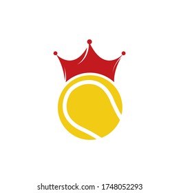 Tennis king vector logo design. Tennis ball and crown icon design template.