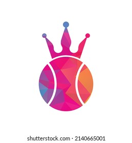 Tennis king vector logo design. Tennis ball and crown icon design template.