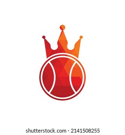 Tennis king vector logo design. Tennis ball and crown icon design template.