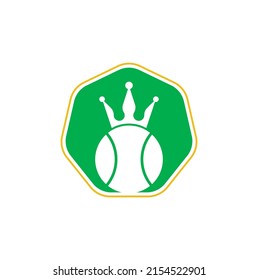 Tennis king vector logo design. Tennis ball and crown icon design template