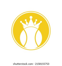Tennis king vector logo design. Tennis ball and crown icon design template.