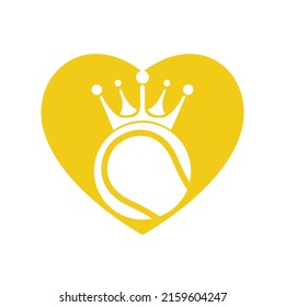 Tennis king vector logo design. Tennis ball and crown icon design template.	