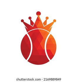 Tennis king vector logo design. Tennis ball and crown icon design template.