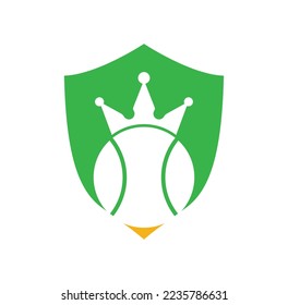 Diseño del logo del vector del rey del tenis. Plantilla de diseño de icono de bola de tenis y corona.