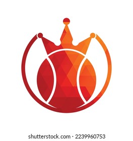Diseño del logo del vector del rey del tenis. Plantilla de diseño de icono de bola de tenis y corona.