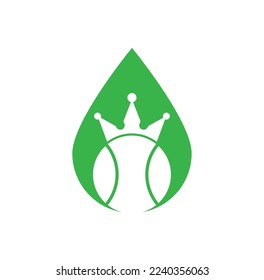 Diseño del logo del vector del rey del tenis. Plantilla de diseño de icono de bola de tenis y corona.