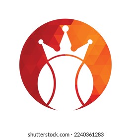 Diseño del logo del vector del rey del tenis. Plantilla de diseño de icono de bola de tenis y corona.